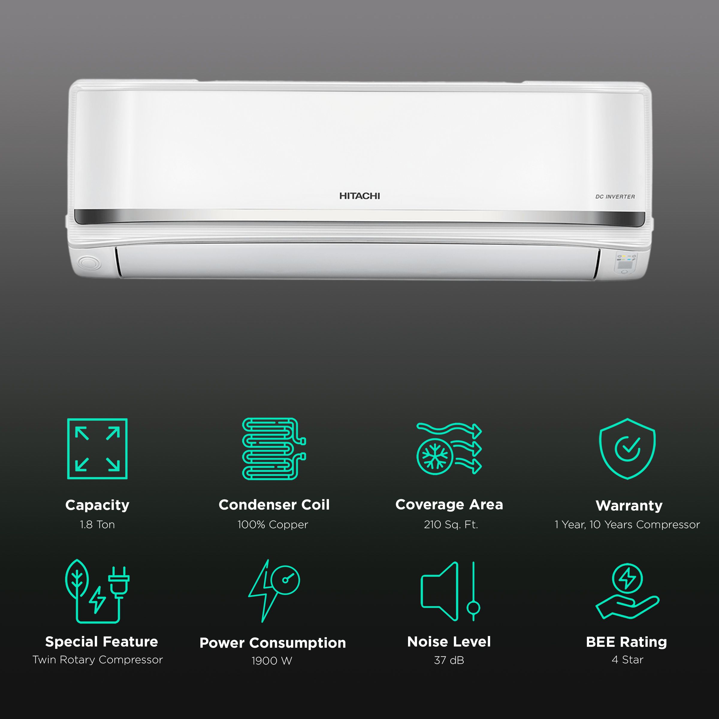 Buy Hitachi Yoshi 5400FXL 1.8 Ton 4 Star Inverter Split AC (2023